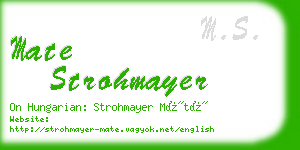 mate strohmayer business card